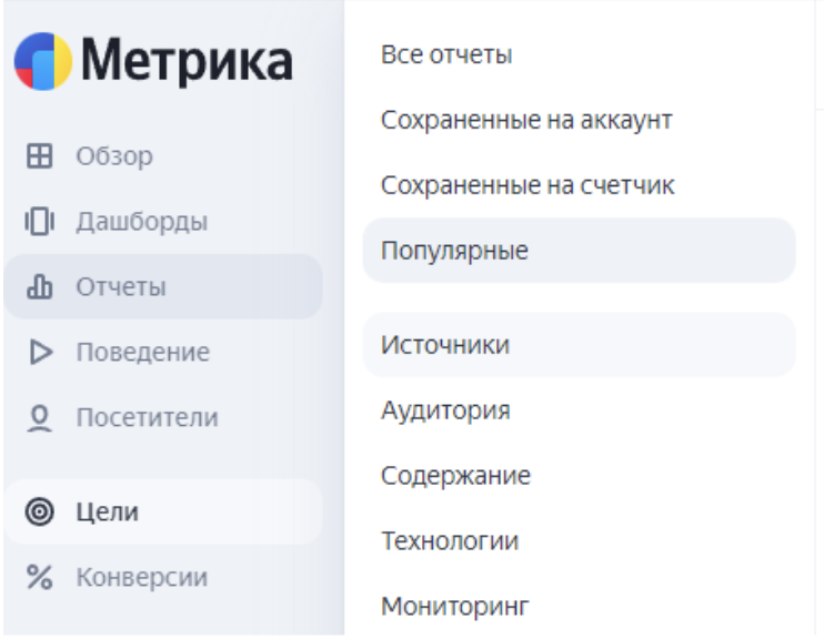 Виды отчетов в сервисе статистики