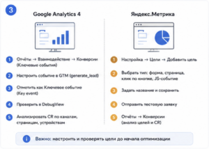 посмотреть конверсию сайта: GA4 и Яндекс.Метрика